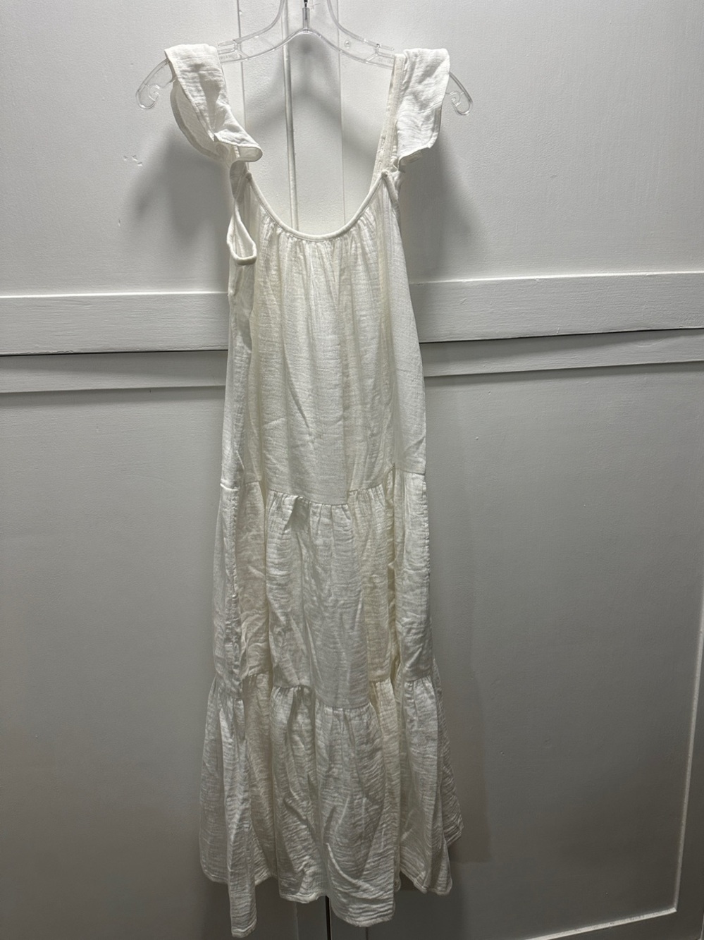 RD Style Cream Ruffled Strap Maxi Dress